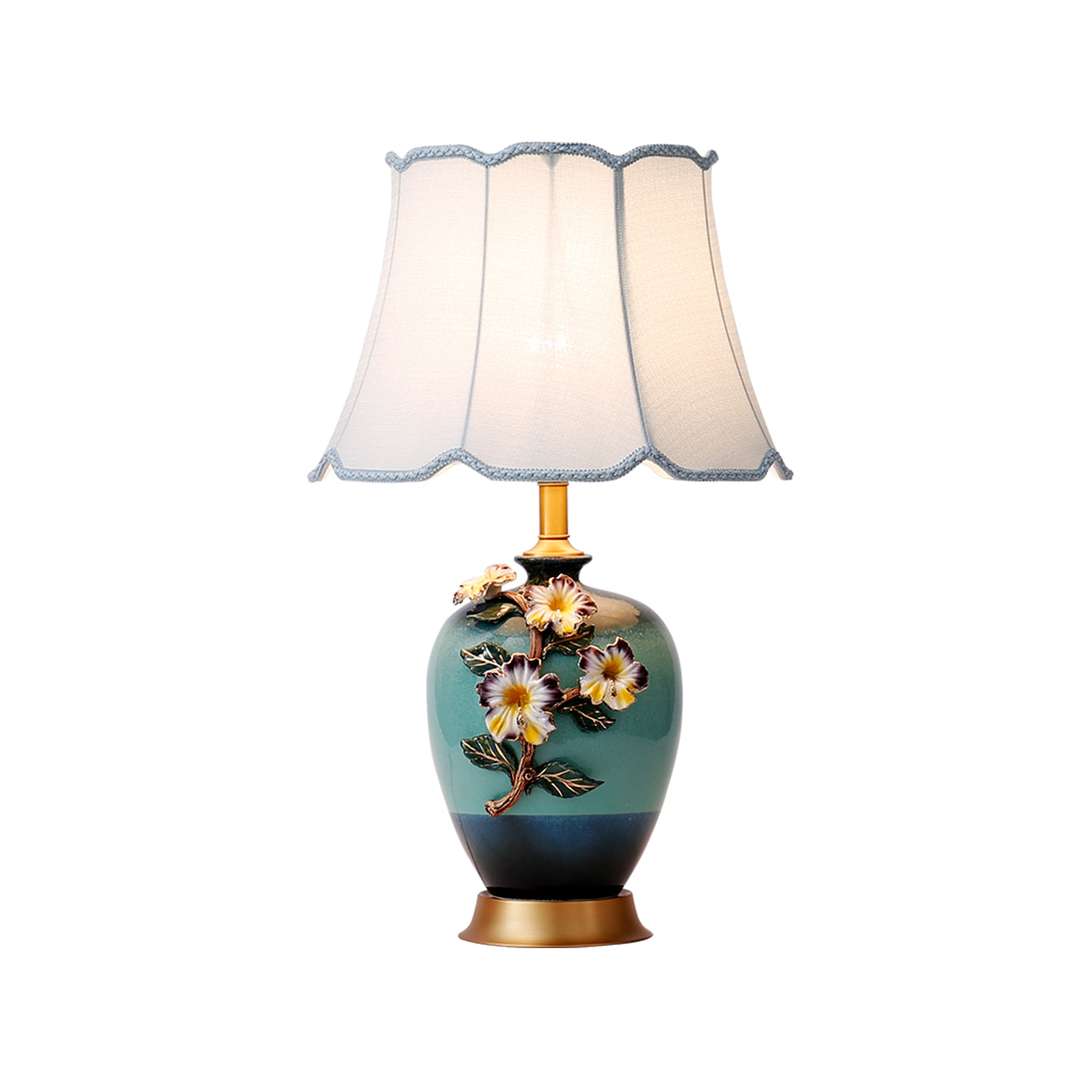 Ceramic Pattern Table Lamp ? 14.1″ x H 24.8″/ Dia 36cm x H 63cm / Blue & White / US plug Table lamp