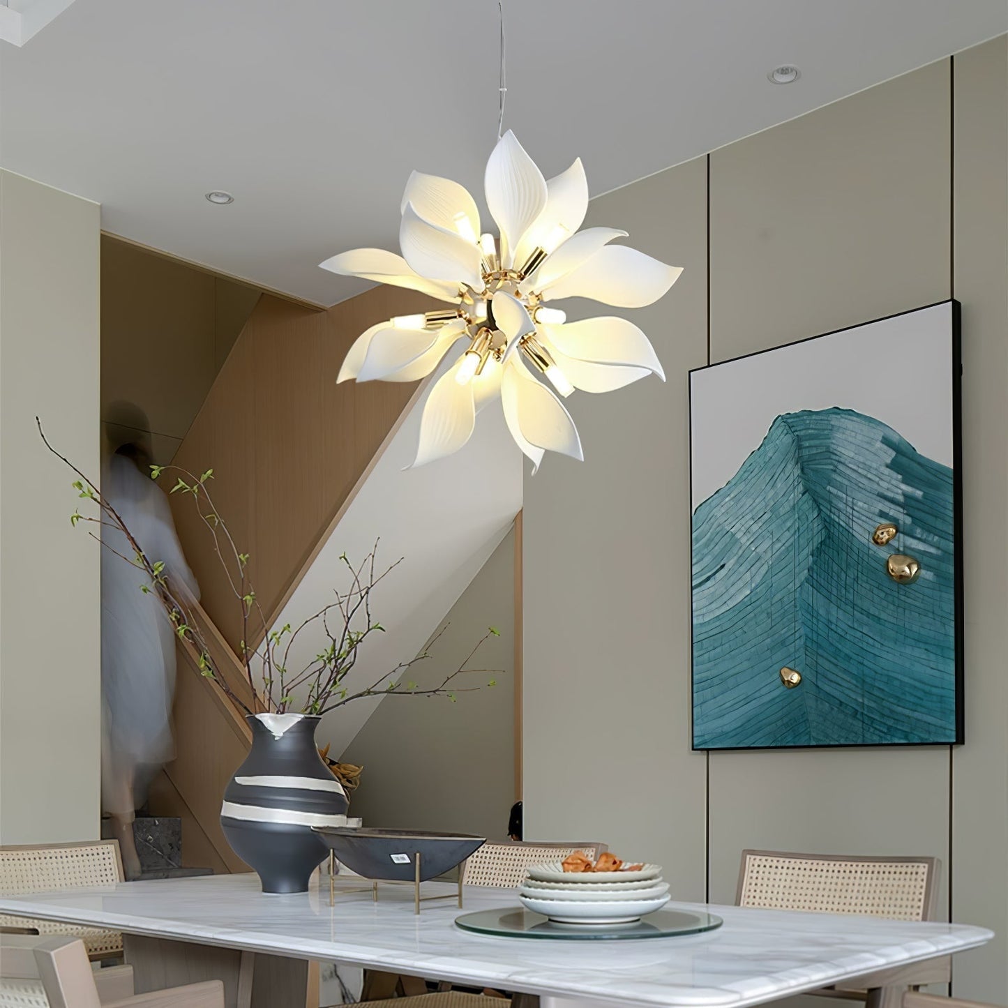Ceramic Petals Blooming Chandelier Chandelier