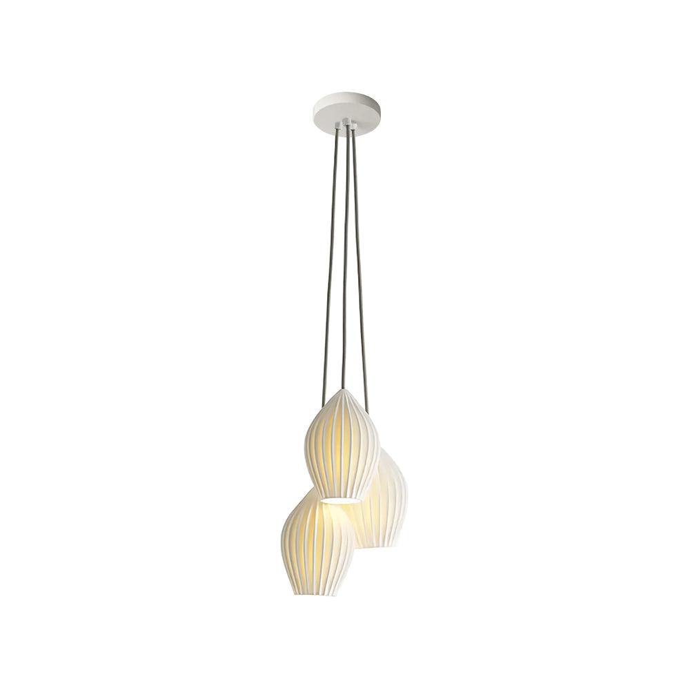 Ceramic Ribbed Pendant light 3 head ? 11.8″ x H 8.3″ / Dia 30cm x H 21cm / White Pendant light