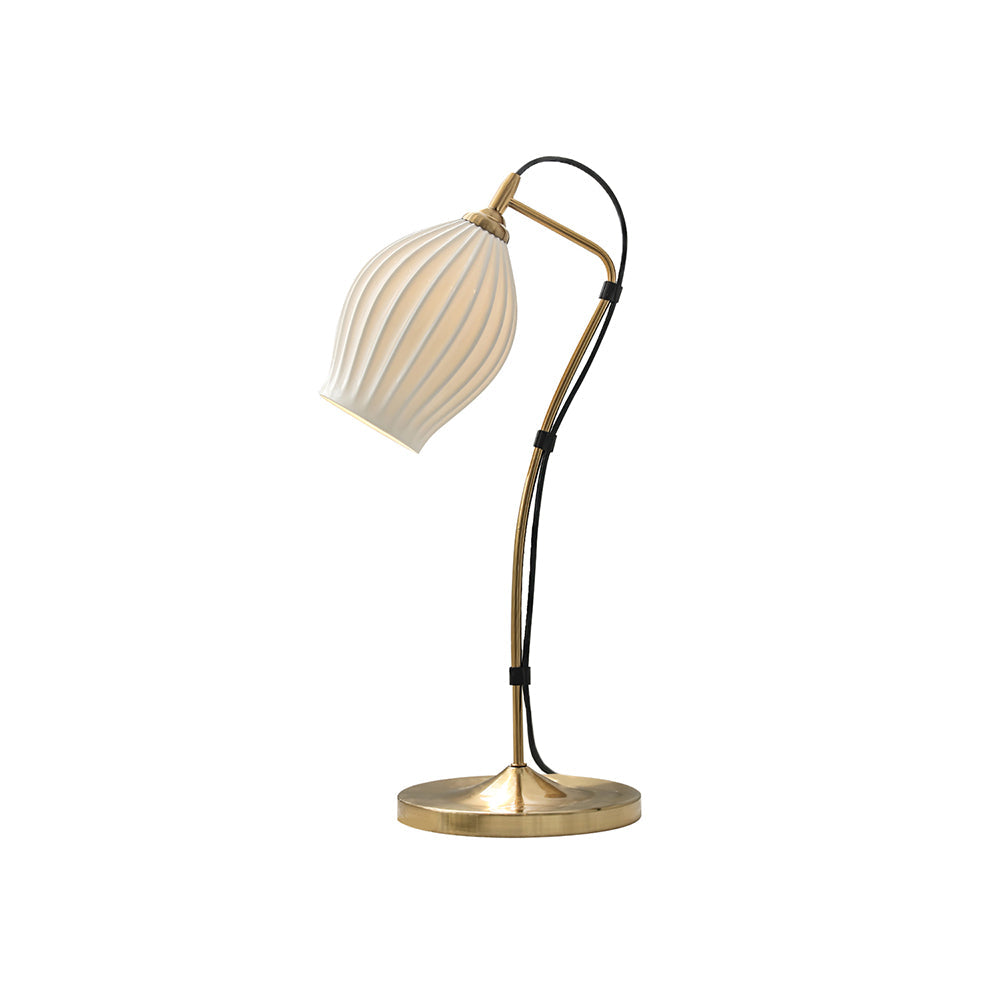 Ceramic Ribbed Table Lamp Dia 10.2″ x H 22″ / Dia 26m x H 56cm / Copper plating / US plug Table lamp