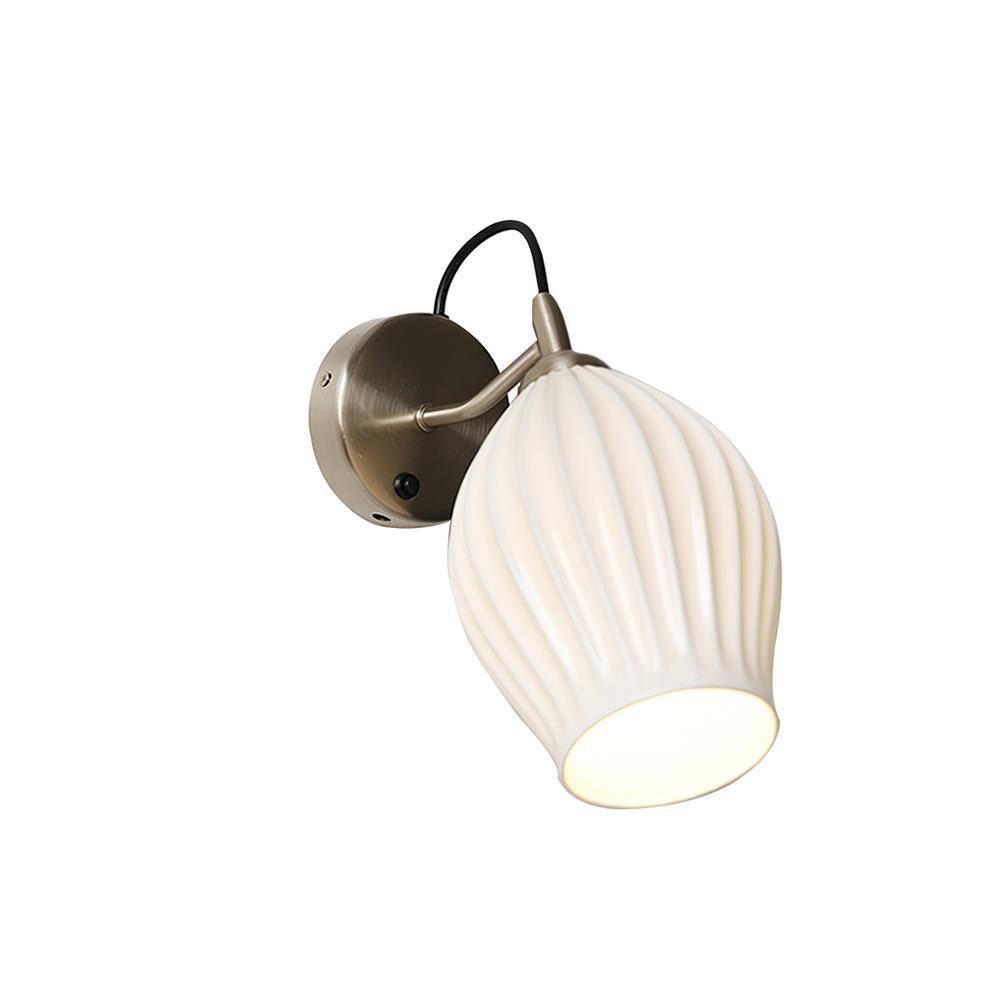 Ceramic Ribbed Wall light Dia 5.3″ x H 11.8″ / Dia 13.5cm x H 30cm / Sand nickel Wall lamp