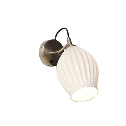 Ceramic Ribbed Wall light Dia 5.3″ x H 11.8″ / Dia 13.5cm x H 30cm / Sand nickel Wall lamp