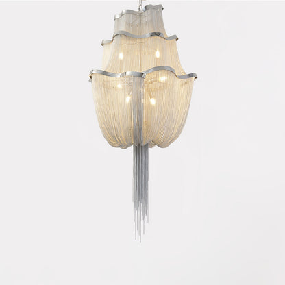 Chains Shimmering Chandelier Three layers Dia 25.6″ x H 47.2″ / Dia 65cm x H 120cm / Silver Chandelier