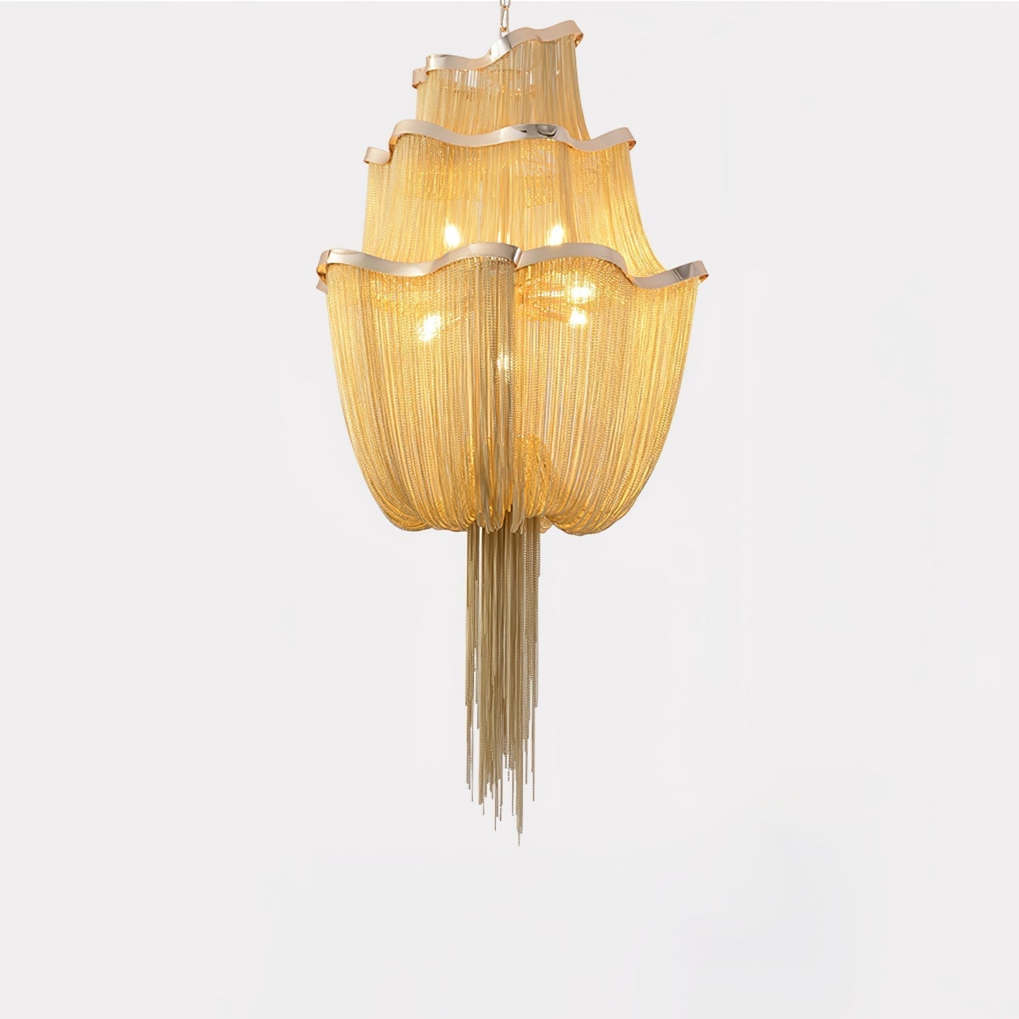 Chains Shimmering Chandelier Three layers Dia 25.6″ x H 47.2″ / Dia 65cm x H 120cm / Gold Chandelier