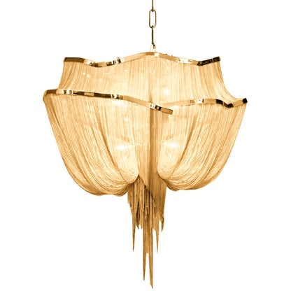 Chains Shimmering Chandelier Long L 35.4″ x W 27.6″ x H 27.6″ / L 90cm x W 70cm x H 70cm / Gold Chandelier