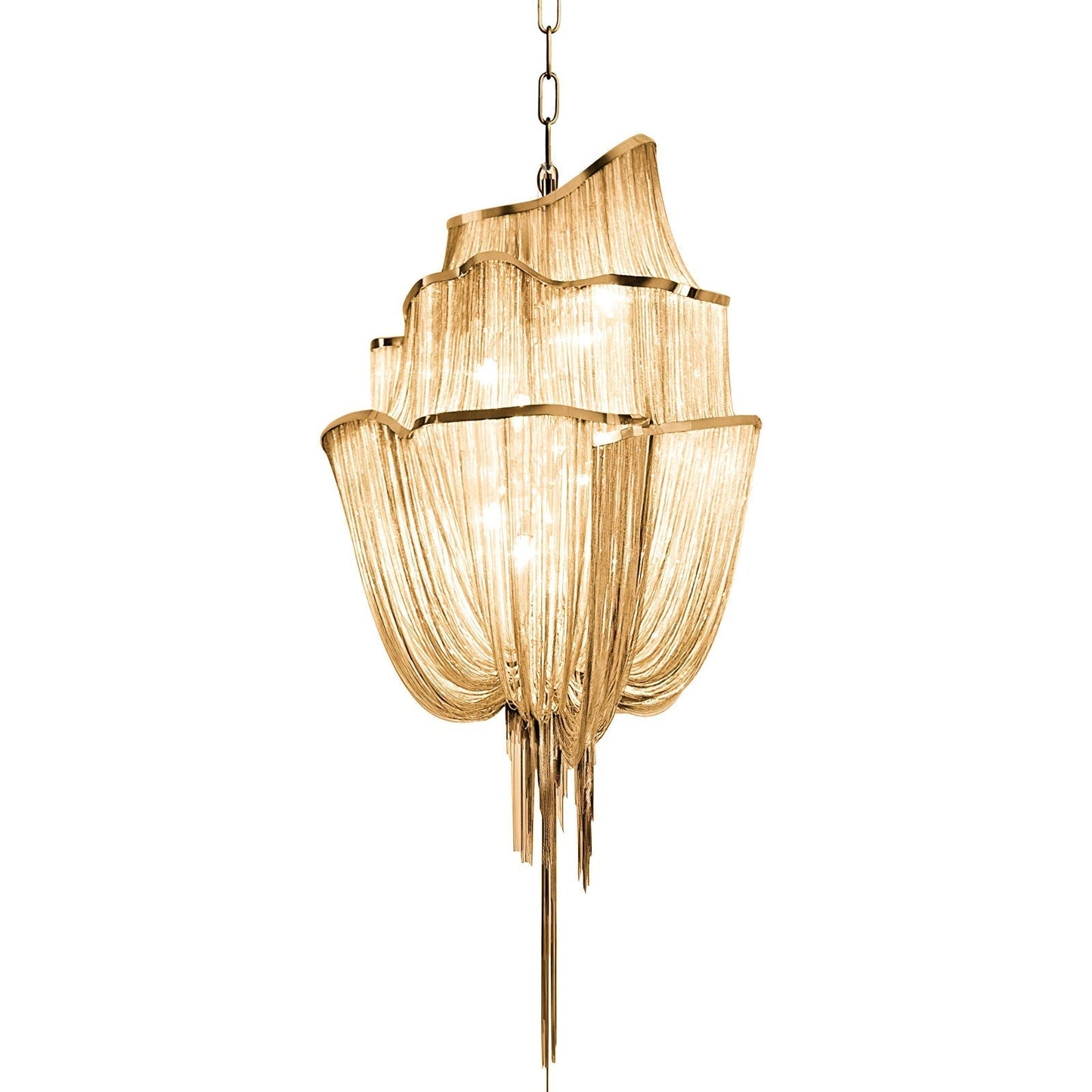 Chains Shimmering Chandelier Three layers Dia 35.4″ x H 66.9″ / Dia 90cm x H 170cm / Gold Chandelier