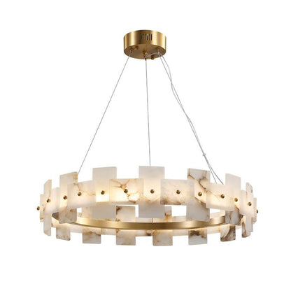 Alabaster Halo Chandelier Model B Φ 23.6″ x H 59″ / Dia 60cm x H 150cm / Brass + White Chandelier