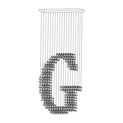 Charcoal Chandeliers G to L Long canopy G: L 39.4″ x W 13.8″ x H 98.4″ / L100cm x W 35cm x H 250cm / Black / Warm Light