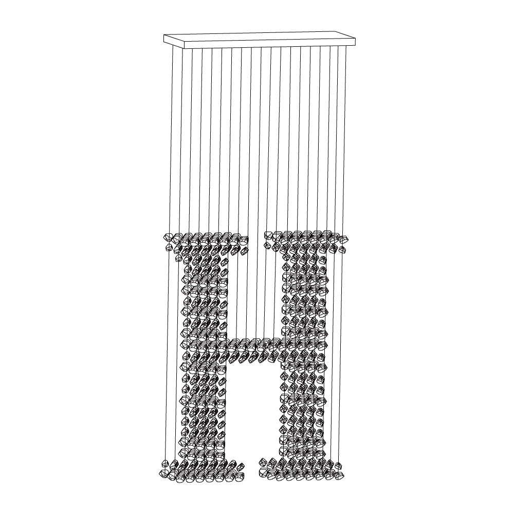 Charcoal Chandeliers G to L Long canopy H: L 39.4″ x W 13.8″ x H 98.4″ / L100cm x W 35cm x H 250cm / Black / Warm Light
