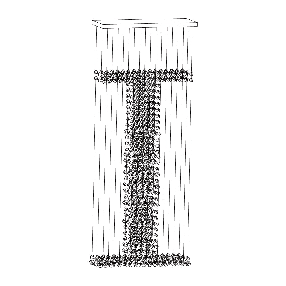Charcoal Chandeliers G to L Long canopy I: L 19.7″ x W 13.8″ x H 98.4″ / L50cm x W 35cm x H 250cm / Black / Warm Light