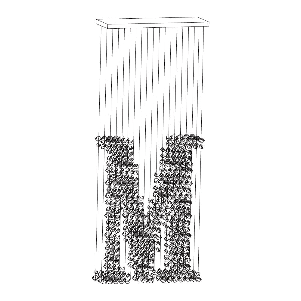 Charcoal Chandeliers M to R Long canopy M: L 39.4″ x W 13.8″ x H 98.4″ / L100cm x W 35cm x H 250cm / Black / Warm Light