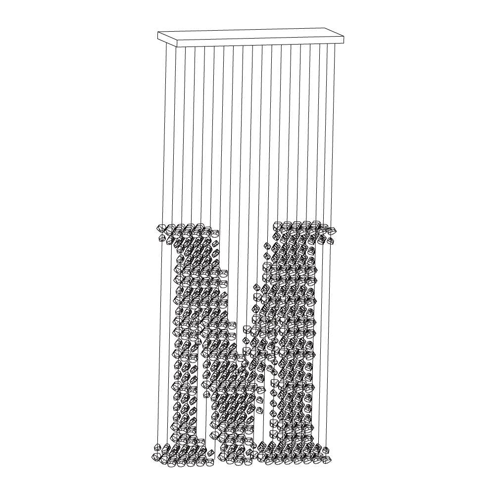 Charcoal Chandeliers M L 39.4″ x W 13.8″ x H 98.4″ / L100cm x W 35cm x H 250cm / Black / Warm Light Chandelier