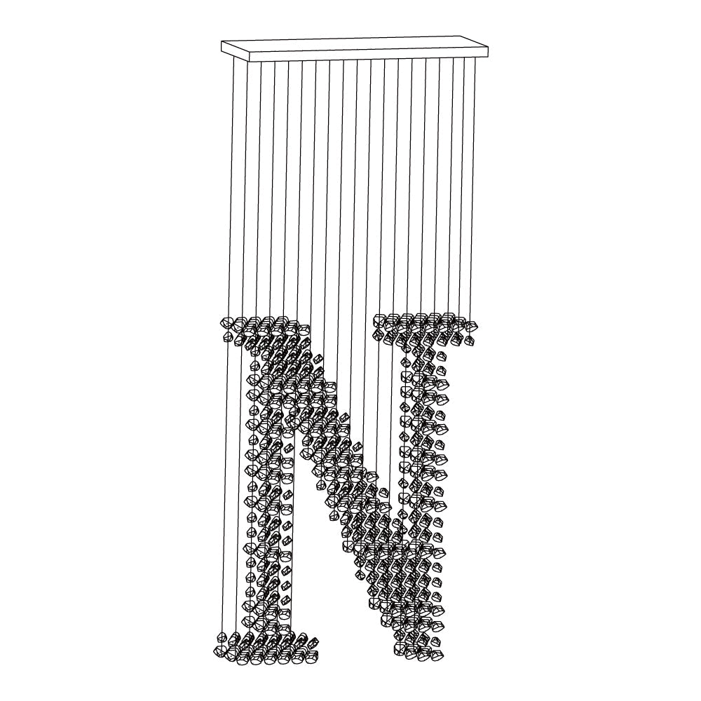 Charcoal Chandeliers M to R Long canopy N: L 39.4″ x W 13.8″ x H 98.4″ / L100cm x W 35cm x H 250cm / Black / Warm Light