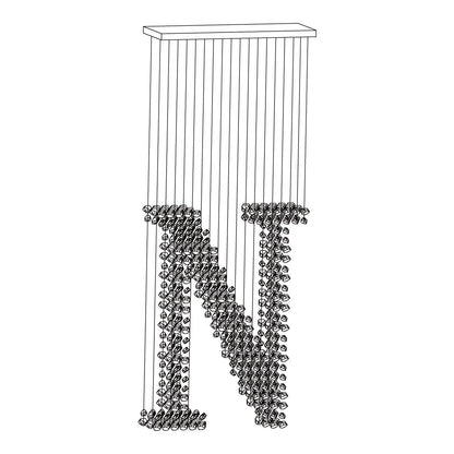 Charcoal Chandeliers M to R Long canopy N: L 39.4″ x W 13.8″ x H 98.4″ / L100cm x W 35cm x H 250cm / Black / Warm Light