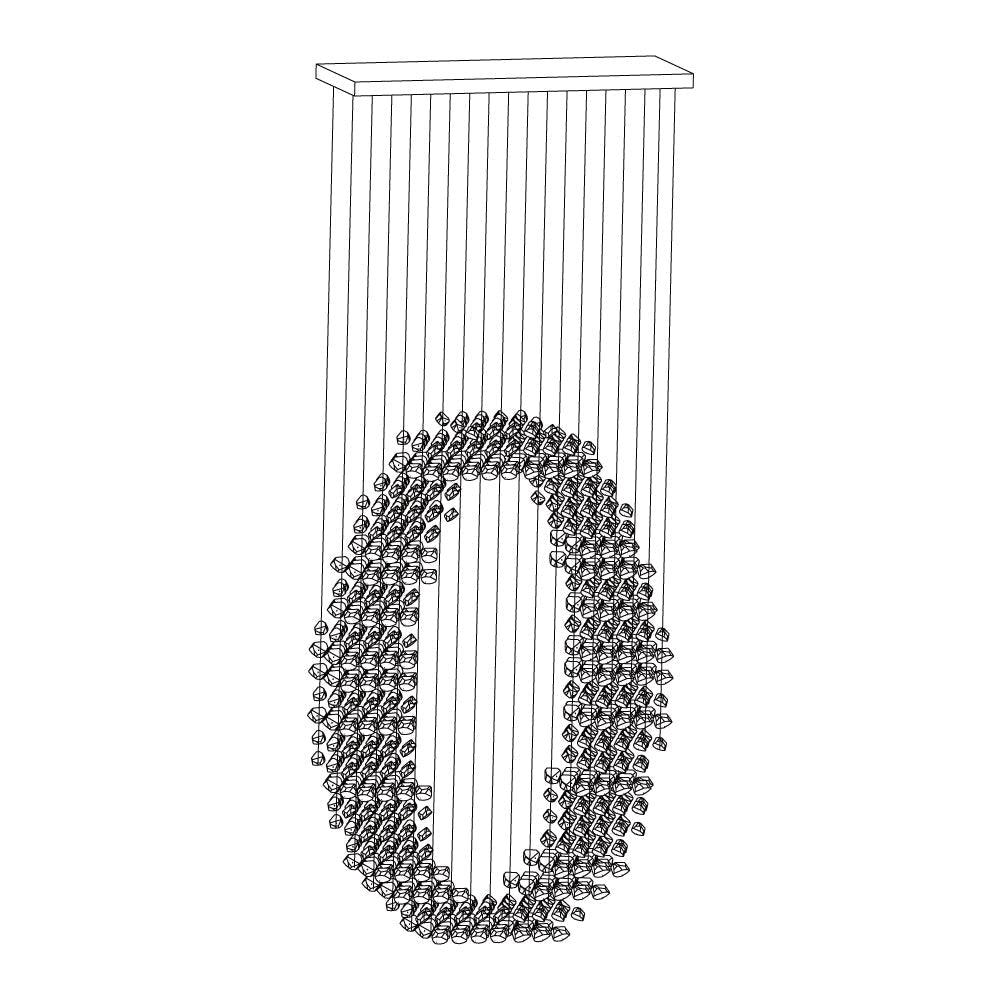 Charcoal Chandeliers O L 39.4″ x W 13.8″ x H 98.4″ / L100cm x W 35cm x H 250cm / Black / Warm Light Chandelier