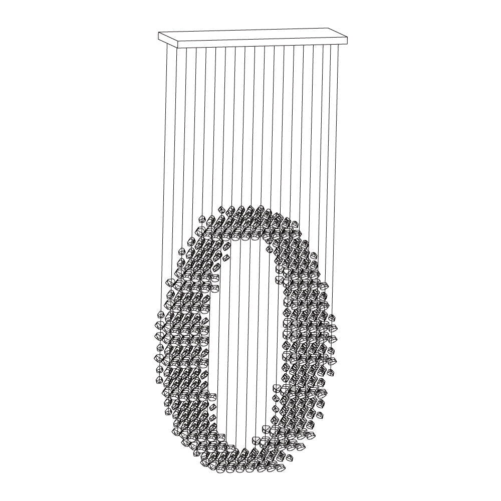 Charcoal Chandeliers M to R Long canopy O: L 39.4″ x W 13.8″ x H 98.4″ / L100cm x W 35cm x H 250cm / Black / Warm Light