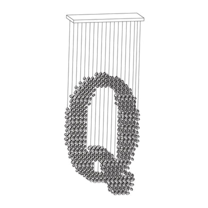 Charcoal Chandeliers M to R Long canopy Q: L 39.4″ x W 13.8″ x H 98.4″ / L100cm x W 35cm x H 250cm / Black / Warm Light