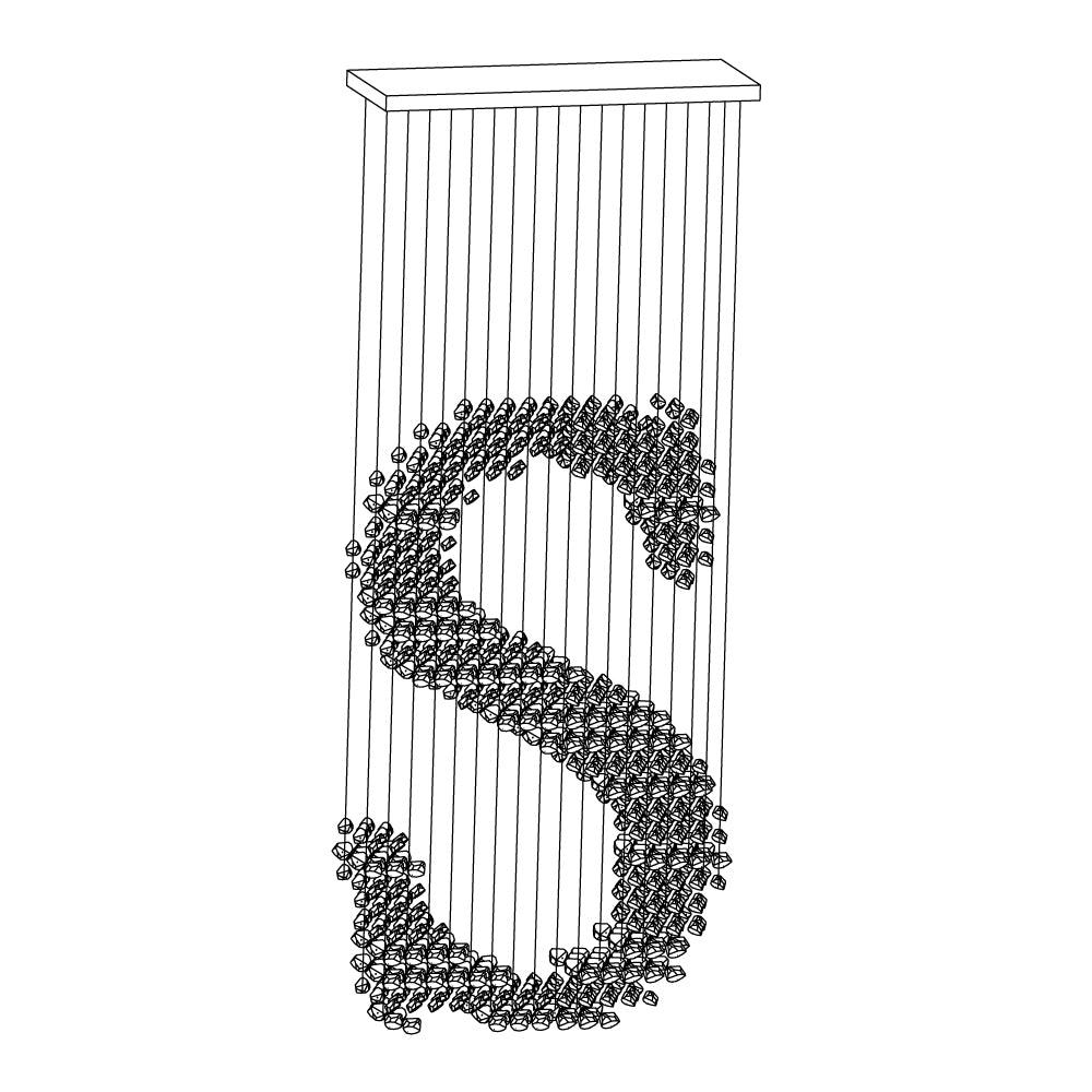 Charcoal Chandeliers S to Z Long canopy S: L 39.4″ x W 13.8″ x H 98.4″ / L100cm x W 35cm x H 250cm / Black / Warm Light