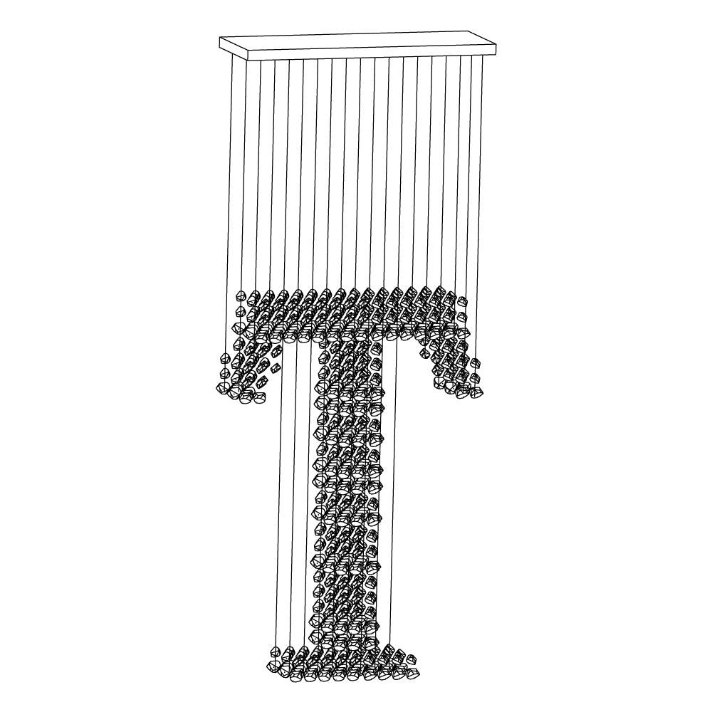 Charcoal Chandeliers S to Z Long canopy T: L 39.4″ x W 13.8″ x H 98.4″ / L100cm x W 35cm x H 250cm / Black / Warm Light