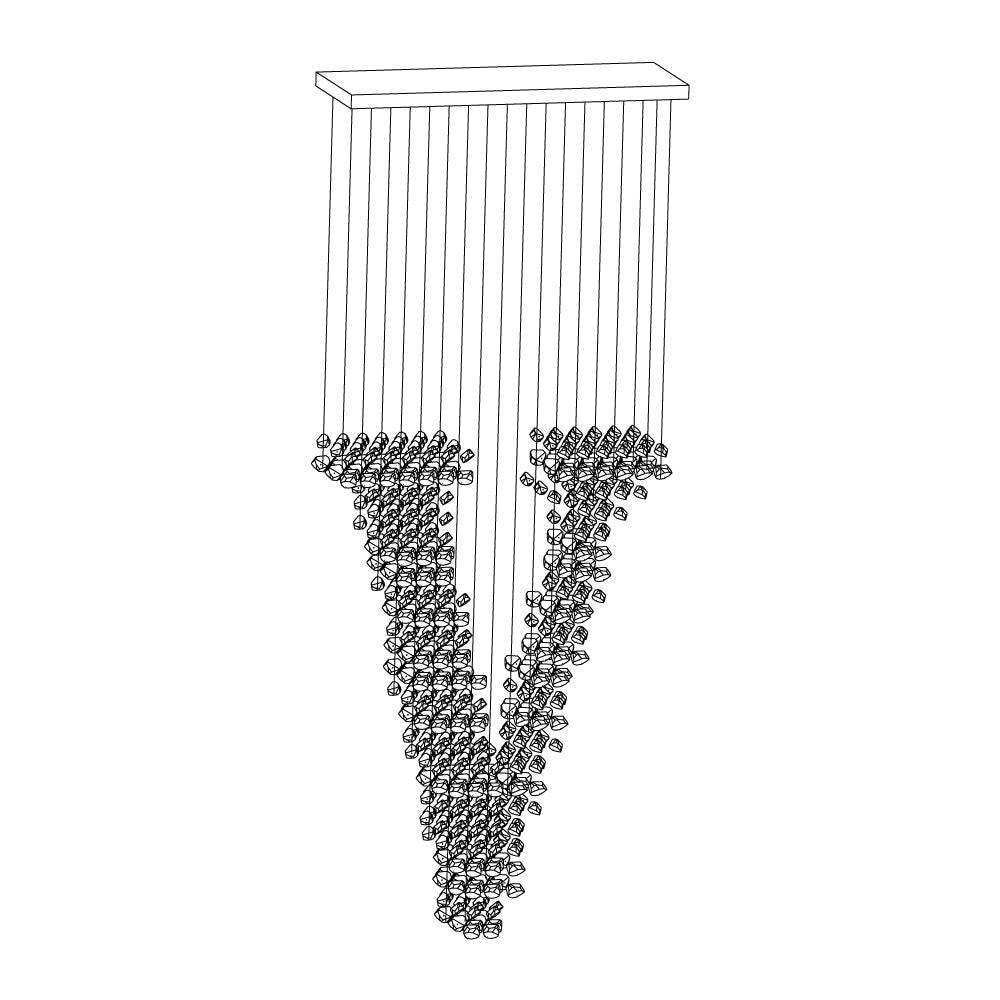 Charcoal Chandeliers S to Z Long canopy V: L 39.4″ x W 13.8″ x H 98.4″ / L100cm x W 35cm x H 250cm / Black / Warm Light