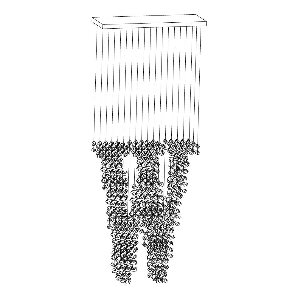 Charcoal Chandeliers W L 39.4″ x W 13.8″ x H 98.4″ / L100cm x W 35cm x H 250cm / Black / Warm Light Chandelier