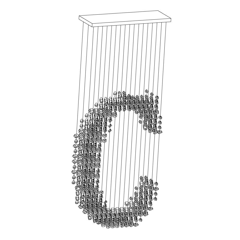 Charcoal Chandeliers C L 39.4″ x W 13.8″ x H 98.4″ / L100cm x W 35cm x H 250cm / Black / Warm Light Chandelier