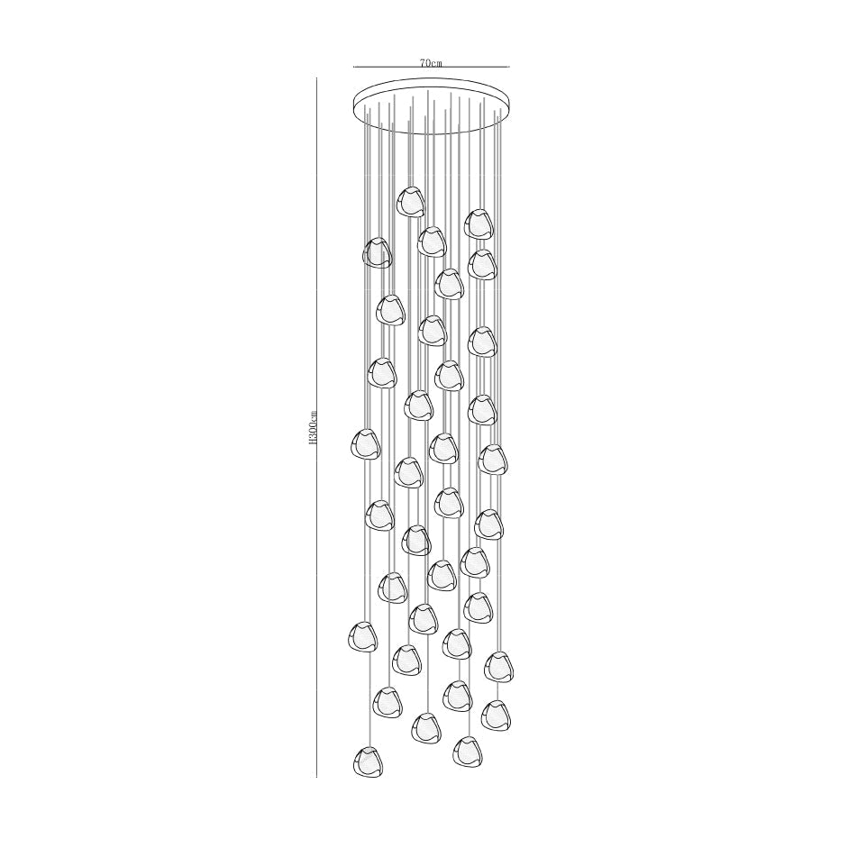 Cherry Crystal Pendant Lamp 36 heads Dia 27.6″ x 118.1″ (Round canopy) / Clear Pendant light