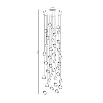 Cherry Crystal Pendant Lamp 36 heads Dia 27.6″ x 118.1″ (Round canopy) / Clear Pendant light