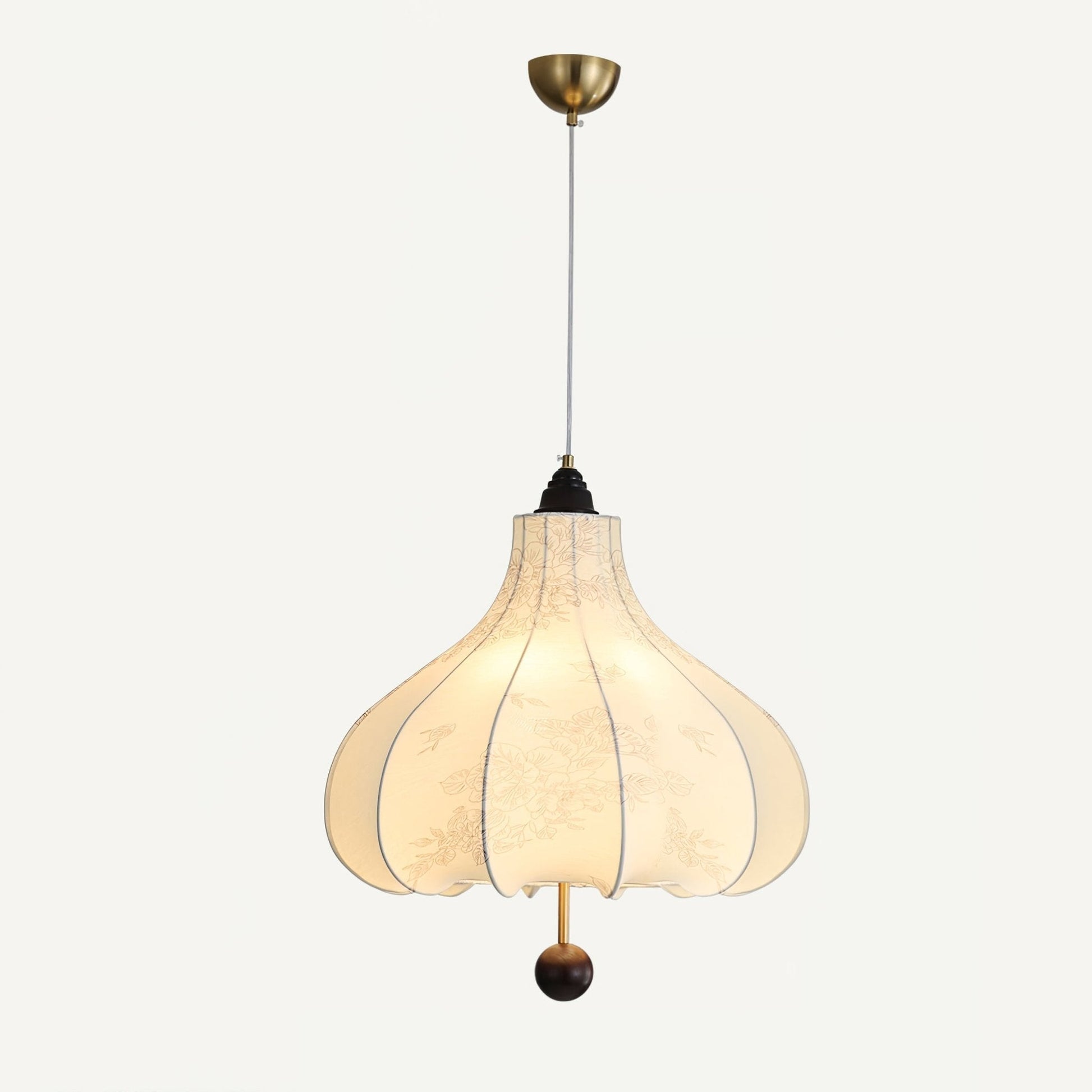 Chestnut Fabric Pendant Light Dia 15.7″ x H 18.9″ / Walnut Color & Beige Pendant light