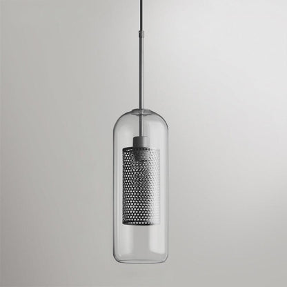 Chiswick Glass Pendant Light Capsule ? 4.7″ x H 12.6″ / Dia 12cm x H 32cm / Silver / Clear Pendant light