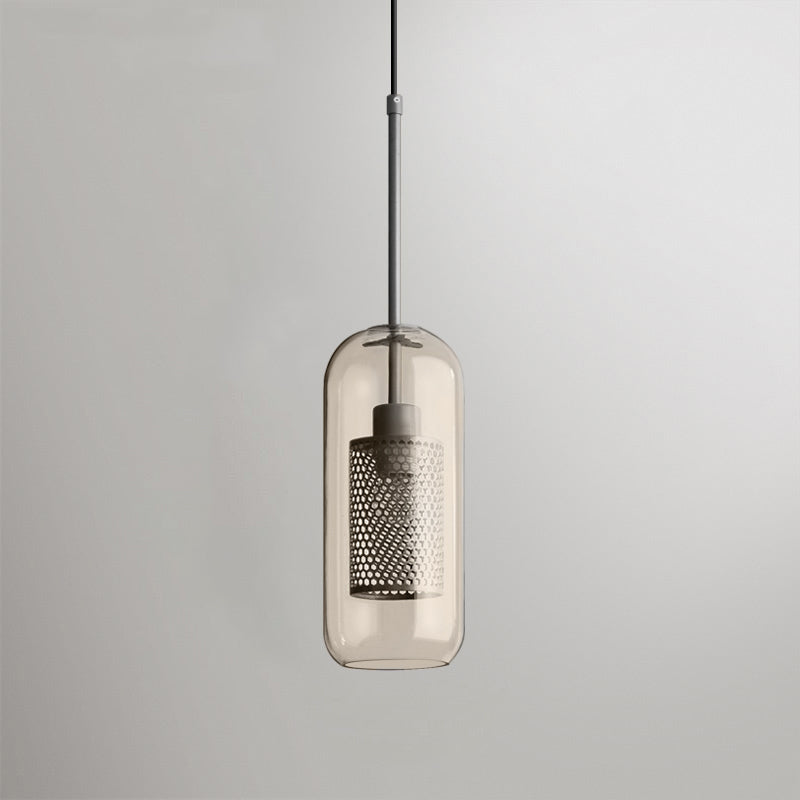 Chiswick Glass Pendant Light Capsule ? 4.7″ x H 12.6″ / Dia 12cm x H 32cm / Silver / Amber Pendant light