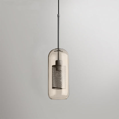 Chiswick Glass Pendant Light Capsule ? 4.7″ x H 12.6″ / Dia 12cm x H 32cm / Silver / Amber Pendant light