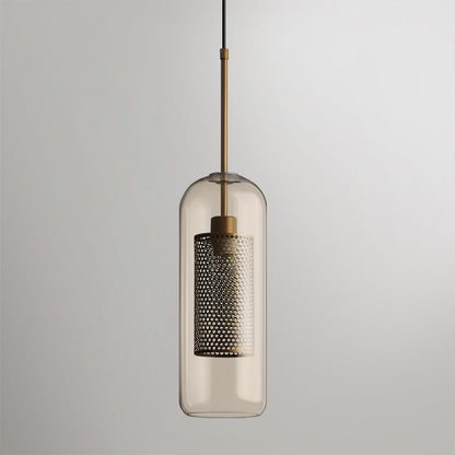 Chiswick Glass Pendant Light Capsule ? 4.7″ x H 12.6″ / Dia 12cm x H 32cm / Copper plating / Amber Pendant light