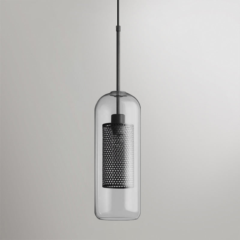 Chiswick Glass Pendant Light Capsule ? 4.7″ x H 12.6″ / Dia 12cm x H 32cm / Black / Clear Pendant light