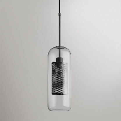 Chiswick Glass Pendant Light Capsule ? 4.7″ x H 12.6″ / Dia 12cm x H 32cm / Black / Clear Pendant light