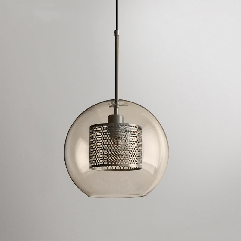 Chiswick Glass Pendant Light Sphere ? 7.9″ x H 7.1″ / Dia 20cm x H 18cm / Silver / Amber Pendant light