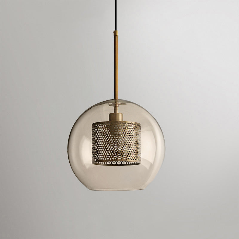 Chiswick Glass Pendant Light Sphere ? 7.9″ x H 7.1″ / Dia 20cm x H 18cm / Copper plating / Amber Pendant light