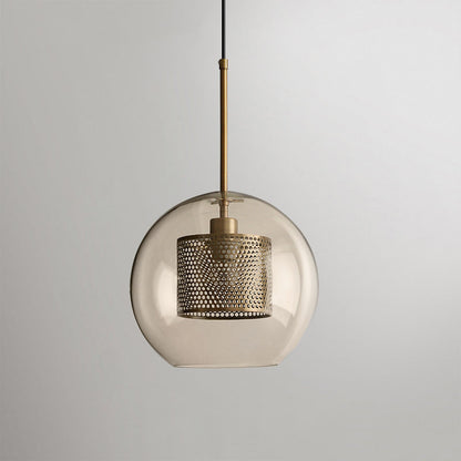 Chiswick Glass Pendant Light Sphere ? 7.9″ x H 7.1″ / Dia 20cm x H 18cm / Copper plating / Amber Pendant light
