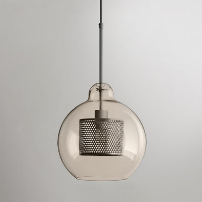 Chiswick Glass Pendant Light Pear ? 9.8″ x H 11″ / Dia 25cm x H 28cm / Silver / Amber Pendant light