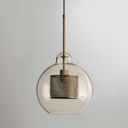 Chiswick Glass Pendant Light Pear ? 9.8″ x H 11″ / Dia 25cm x H 28cm / Copper plating / Amber Pendant light