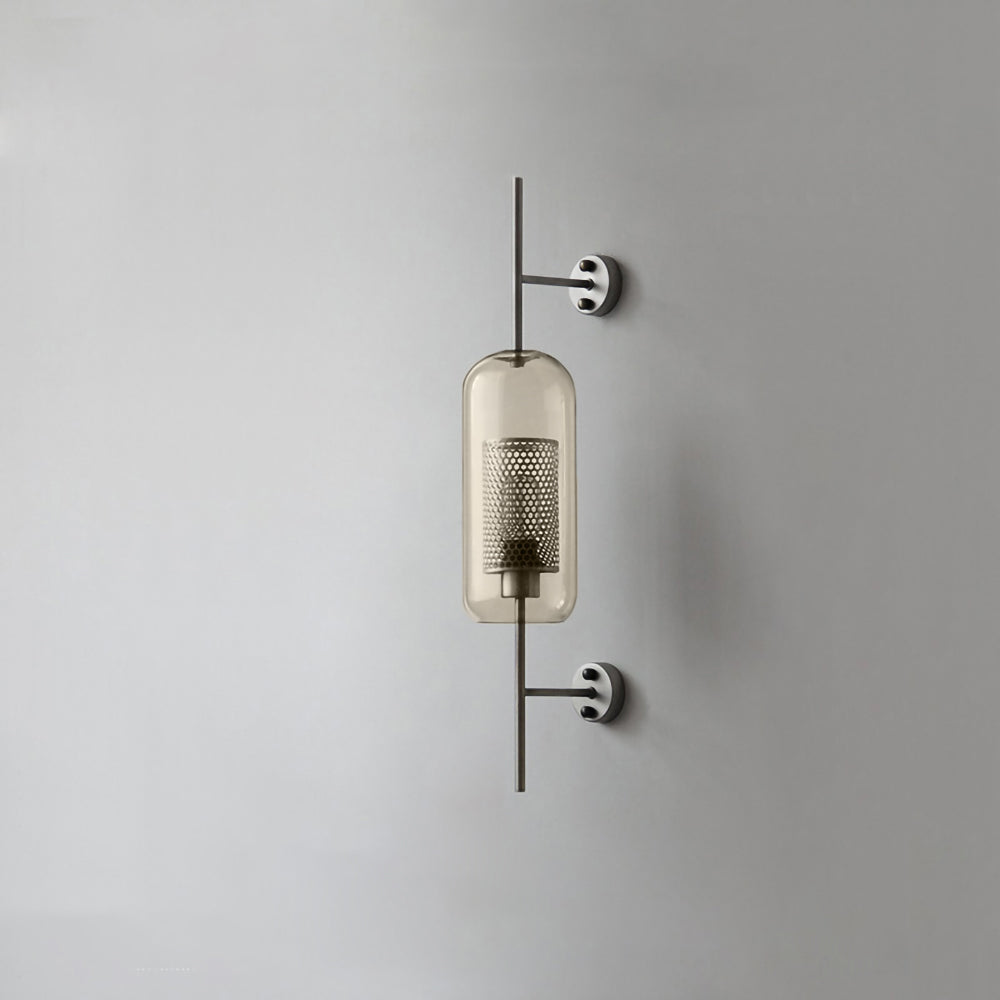 Chiswick Glass Wall Light Dia 5.1″ x H 26.4″ / Dia 13cm x H 67cm / Silver / Amber Wall lamp