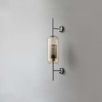 Chiswick Glass Wall Light Dia 5.1″ x H 26.4″ / Dia 13cm x H 67cm / Silver / Amber Wall lamp