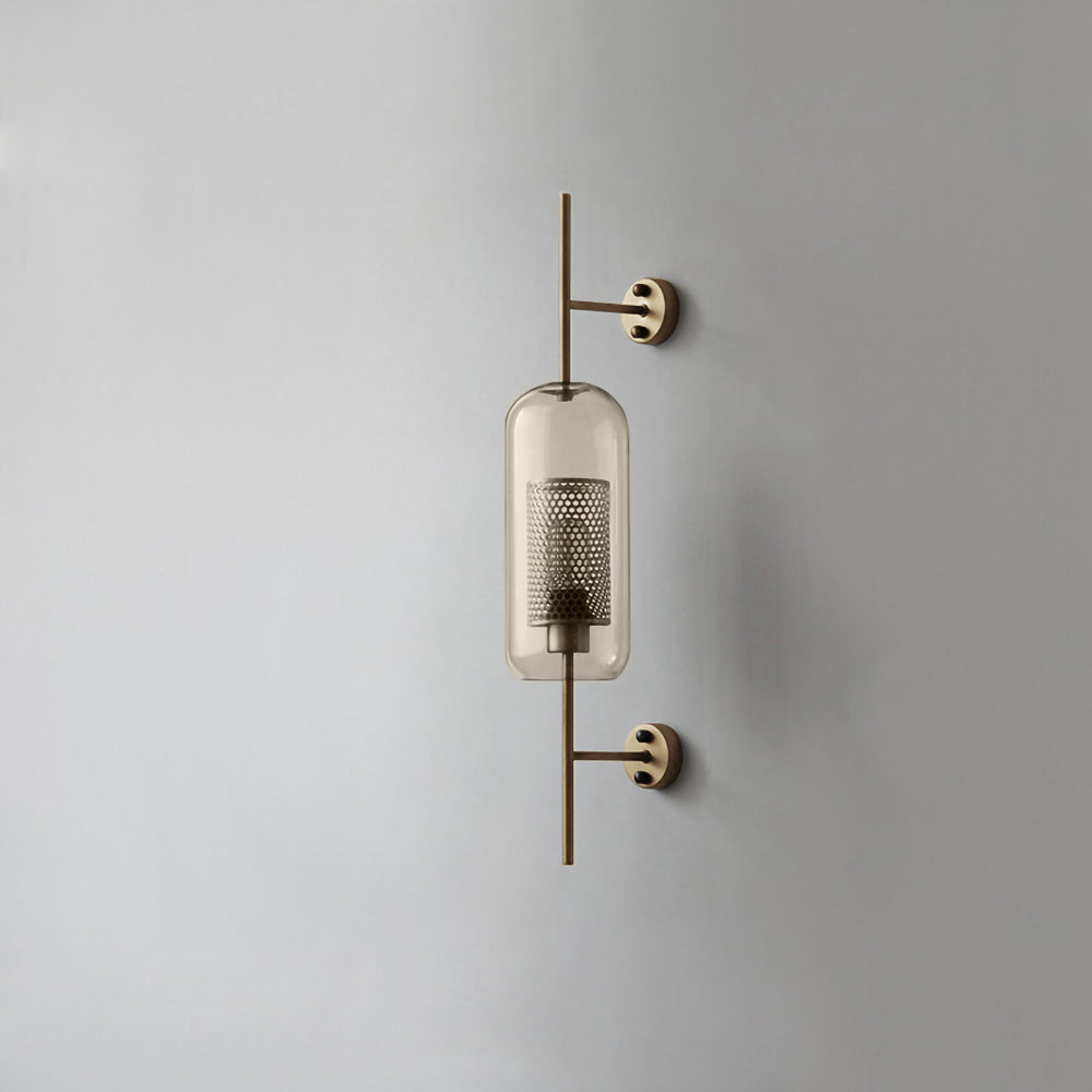 Chiswick Glass Wall Light Dia 5.1″ x H 26.4″ / Dia 13cm x H 67cm / Copper plating / Amber Wall lamp