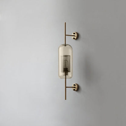 Chiswick Glass Wall Light Dia 5.1″ x H 26.4″ / Dia 13cm x H 67cm / Copper plating / Amber Wall lamp