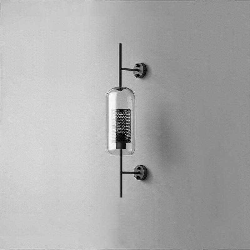 Chiswick Glass Wall Light Dia 5.1″ x H 26.4″ / Dia 13cm x H 67cm / Black / Clear Wall lamp