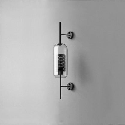 Chiswick Glass Wall Light Dia 5.1″ x H 26.4″ / Dia 13cm x H 67cm / Black / Clear Wall lamp