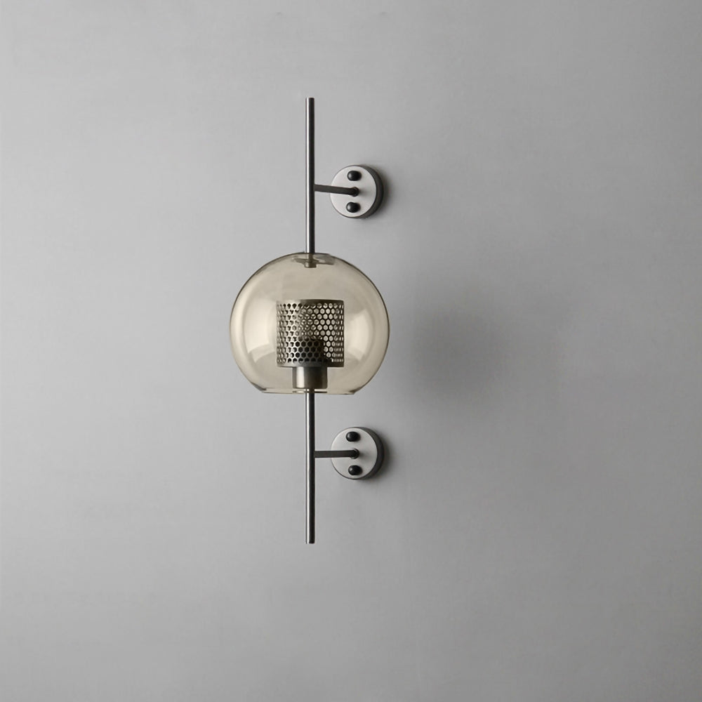 Chiswick Glass Wall Light Dia 7.9″ x H 21.6″ / Dia 20cm x H 55cm / Silver / Amber Wall lamp