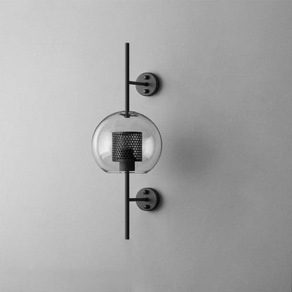 Chiswick Glass Wall Light Dia 7.9″ x H 21.6″ / Dia 20cm x H 55cm / Black / Clear Wall lamp