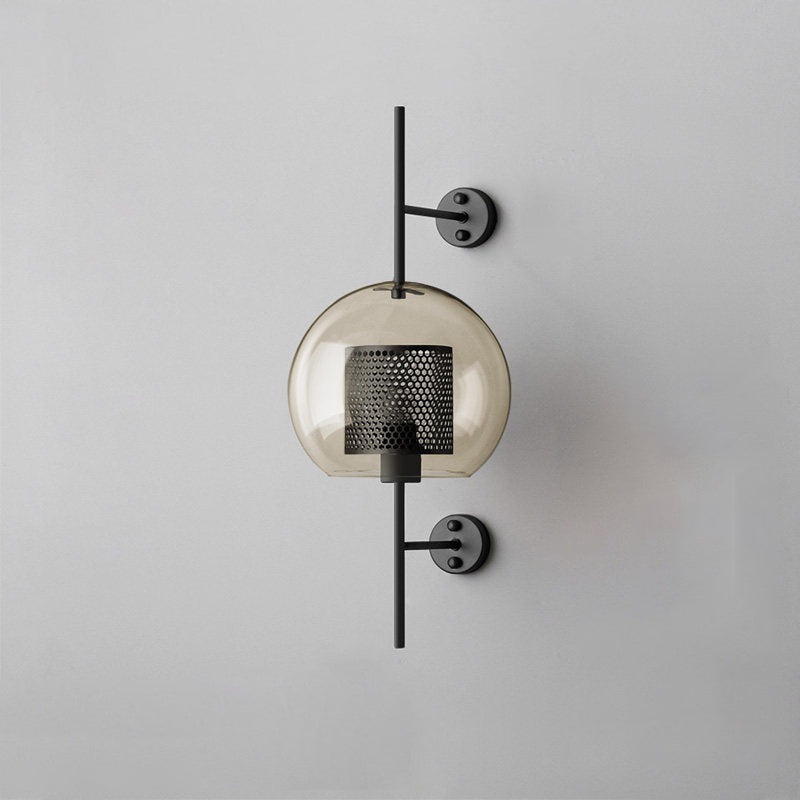 Chiswick Glass Wall Light Dia 9.8″ x H 22.8″ / Dia 25cm x H 58cm / Black / Amber Wall lamp