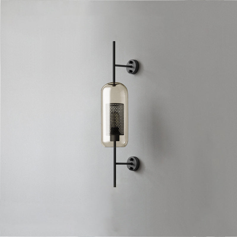 Chiswick Glass Wall Light Dia 5.1″ x H 26.4″ / Dia 13cm x H 67cm / Black / Amber Wall lamp
